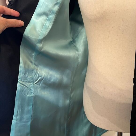 NWOT Nanette Lepore Vivaldi‎ Linen Coat w/ Satin Ruffle in Black Size 8 - Picture 8 of 8